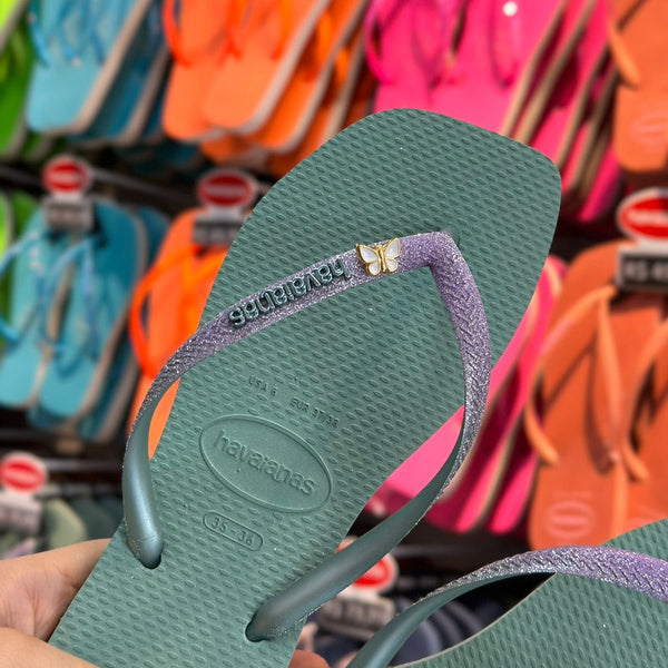 Havaianas Slim Square Glitter + Pingente Borboleta