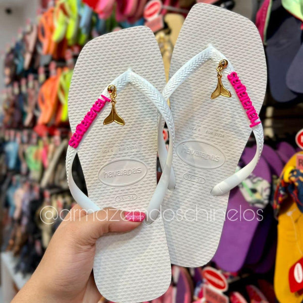 Havaianas Slim Square + Placa Logo e Pingente de Sereia